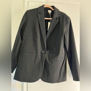 Black and White Striped Blazer